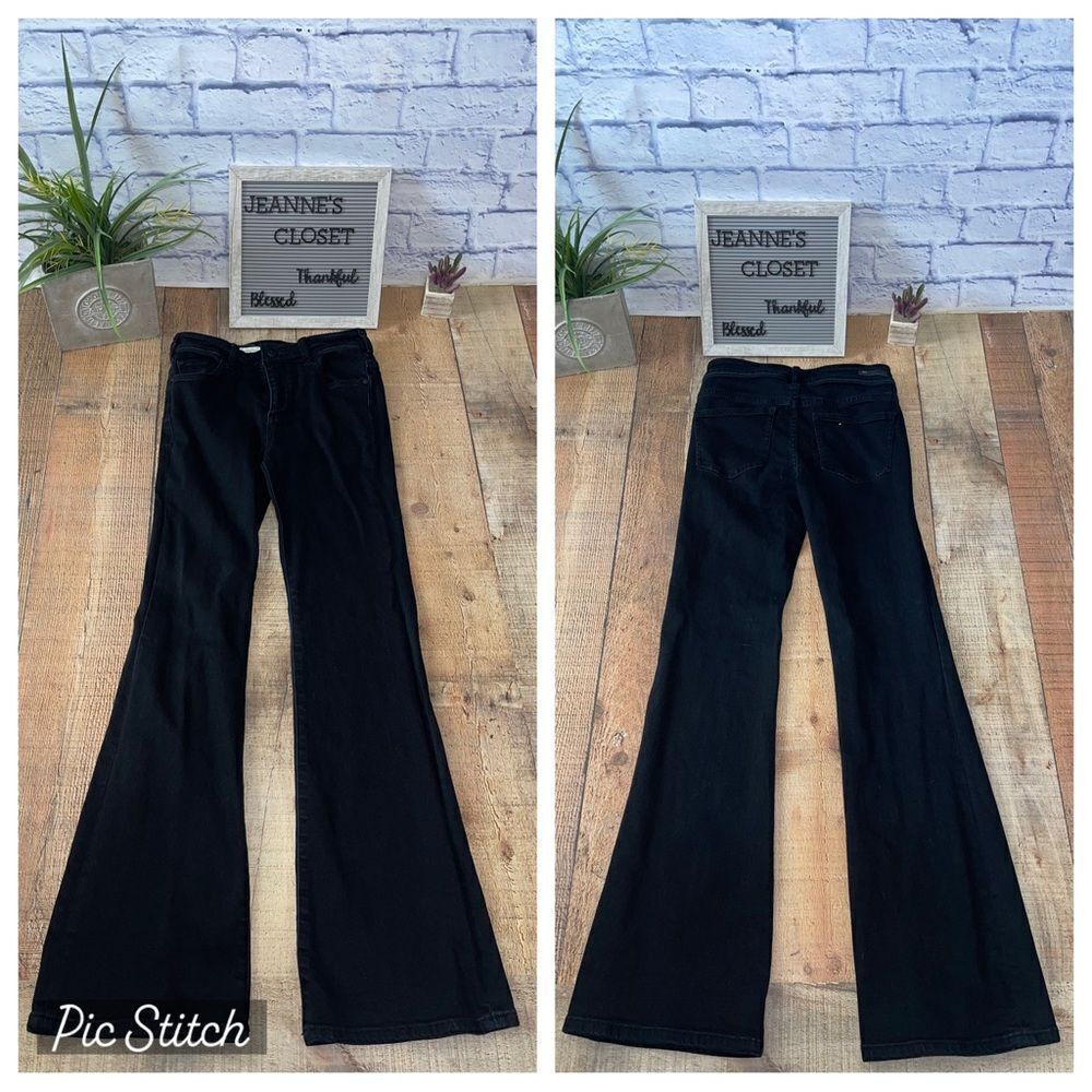Anthro Pilcro and the Letterpress High Rise Bootcut Jeans Black Size 26 Womens